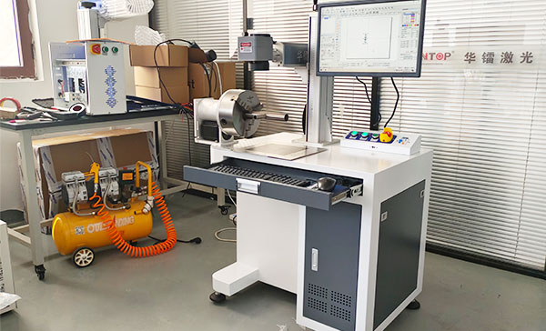 Suntop Cabinet Fiber Laser Marking Machine with D200 Rotary Axis Shipped To Shanghai