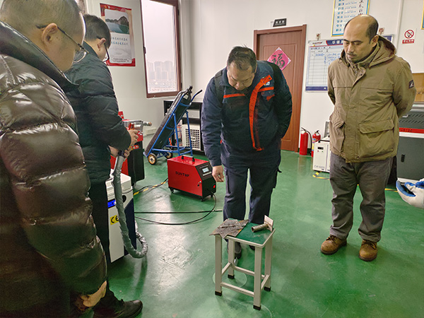 Customer Visits SUNTOP Facility for Laser Welding Machine Demonstration and Hands-On Experience