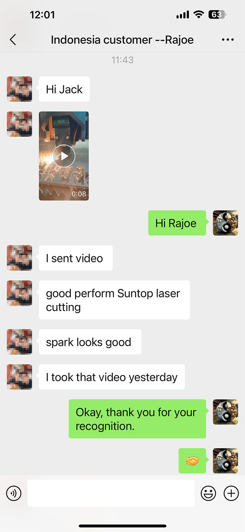 Positive Feedback from Indonesian Client on Suntop Laser Cutting-Suntop