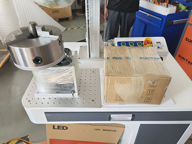 Suntop Cabinet Fiber Laser Marking Machine with D200 Rotary Axis Shipped to Shanghai-4